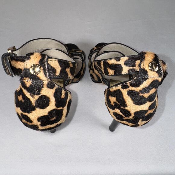 Michael Kors Evie Calf Hair Cheetah Print Platform Heels 7.5 - Picture 5 of 7
